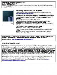 Toxicology Mechanisms and Methods Collection of