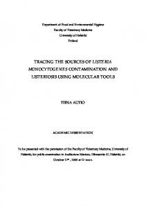 tracing the sources of listeria monocytogenes