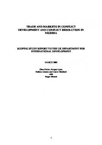 Trade and Markets in Conflict Development and Conflict Resolution in ...