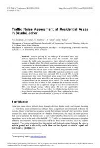 Traffic Noise Assessment at Residential Areas in Skudai, Johor