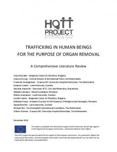 trafficking in human beings for the purpose of organ removal