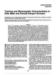 Training and Bioenergetic Characteristics in Elite