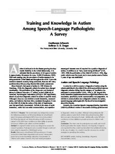 Training and Knowledge in Autism Among Speech ... - Semantic Scholar