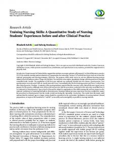 Training Nursing Skills: A Quantitative Study of Nursing Students ...