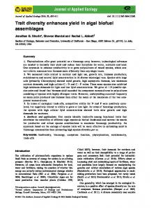 Trait diversity enhances yield in algal biofuel assemblages - BES journal