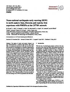 Trans-national earthquake early warning (EEW) - ADGEO