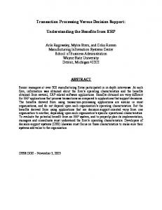 Transaction Processing Versus Decision Support - Semantic Scholar