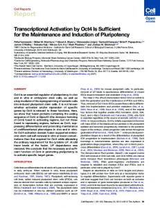 Transcriptional Activation by Oct4 Is Sufficient for the ... - Cell Press