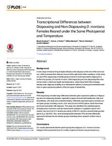 Transcriptional Differences between Diapausing and Non ... - PLOS