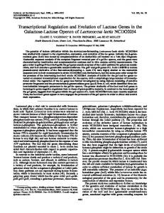 Transcriptional Regulation and Evolution of Lactose Genes in the ...