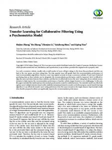 Transfer Learning for Collaborative Filtering Using a Psychometrics ...