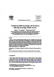 Transferring R&D knowledge: the key factors affecting ... - CiteSeerX