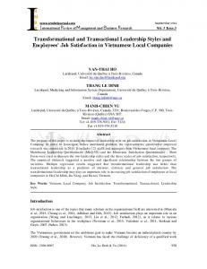 Transformational and Transactional Leadership Styles and ... - irmbr