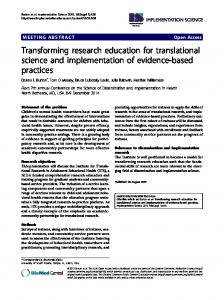Transforming research education for translational ... - Springer Link
