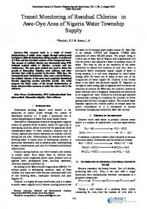 Transit Monitoring of Residual Chlorine in Awe-Oyo Area of Nigeria
