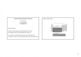 Transition Metal Coordination Chemistry