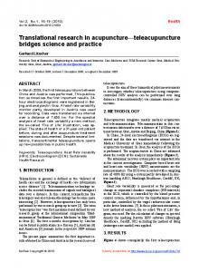 Translational research in acupuncture