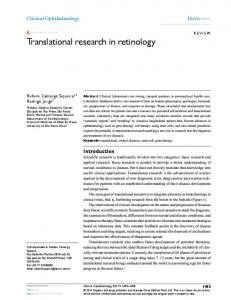 Translational research in retinology