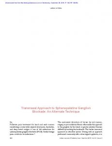 Transnasal Approach to Sphenopalatine Ganglion ...