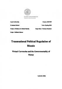 Transnational Political Regulation of Bitcoin - Lund University ...