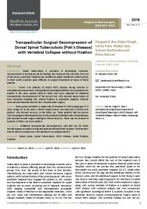 Transpedicular Surgical Decompression of Dorsal Spinal Tuberculosis ...