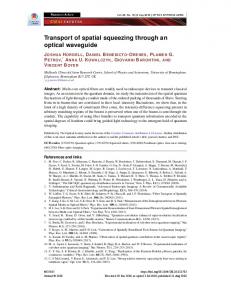 Transport of spatial squeezing through an optical ... - OSA Publishing