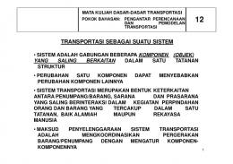 TRANSPORTASI SEBAGAI SUATU SISTEM