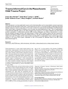 Trauma-Informed Care in the Massachusetts Child Trauma Project