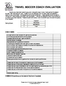 travel soccer coach evaluation - Lakewood Soccer Association