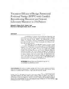 Treatment Efficacy of Benign Paroxysmal Positional ... - CiteSeerX