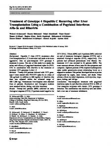 Treatment of Genotype 4 Hepatitis C Recurring After ... - Springer Link