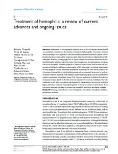 Treatment of hemophilia - CiteSeerX