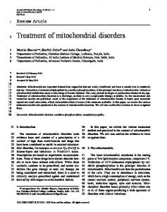 Treatment of mitochondrial disorders