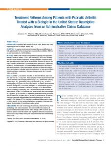 Treatment Patterns Among Patients with Psoriatic Arthritis ... - JMCP