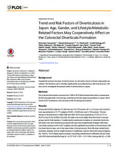 Trend and Risk Factors of Diverticulosis in Japan - Semantic Scholar