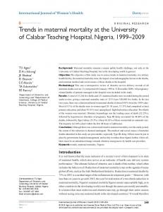 Trends in maternal mortality at the University of calabar ... - CiteSeerX