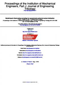 Tribology Engineers, Part J: Journal of Engineering ...