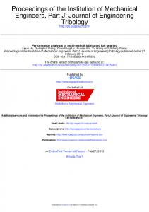 Tribology Engineers, Part J: Journal of Engineering
