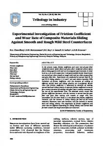 Tribology in Industry Experimental Investigation of Friction Coefficient ...