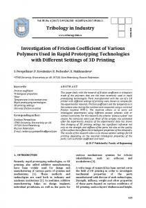 Tribology in Industry Investigation of Friction Coefficient of Various ...