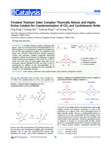 Trivalent Titanium Salen Complex: Thermally ... - ACS Publications