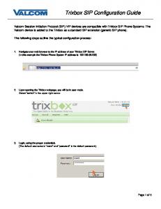 Trixbox SIP Configuration Guide - Valcom