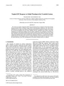 Tropical SST Response to Global Warming in the Twentieth Century