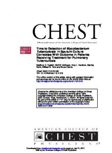 Tuberculosis Receiving Treatment for Pulmonary ...