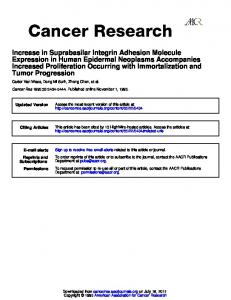 Tumor Progression Increased Proliferation