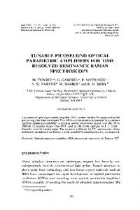 tunable picosecond optical parametric amplifiers for time resolved