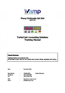 TurboCash Accounting System, User Training Manual, Training ...