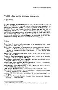 Turkish Librarianship: A Selected Bibliography