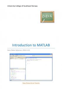 Tutorial: Introduction to MATLAB