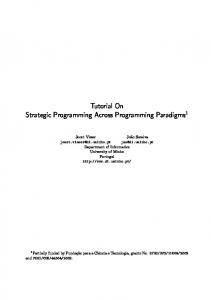 Tutorial On Strategic Programming Across Programming ... - CiteSeerX